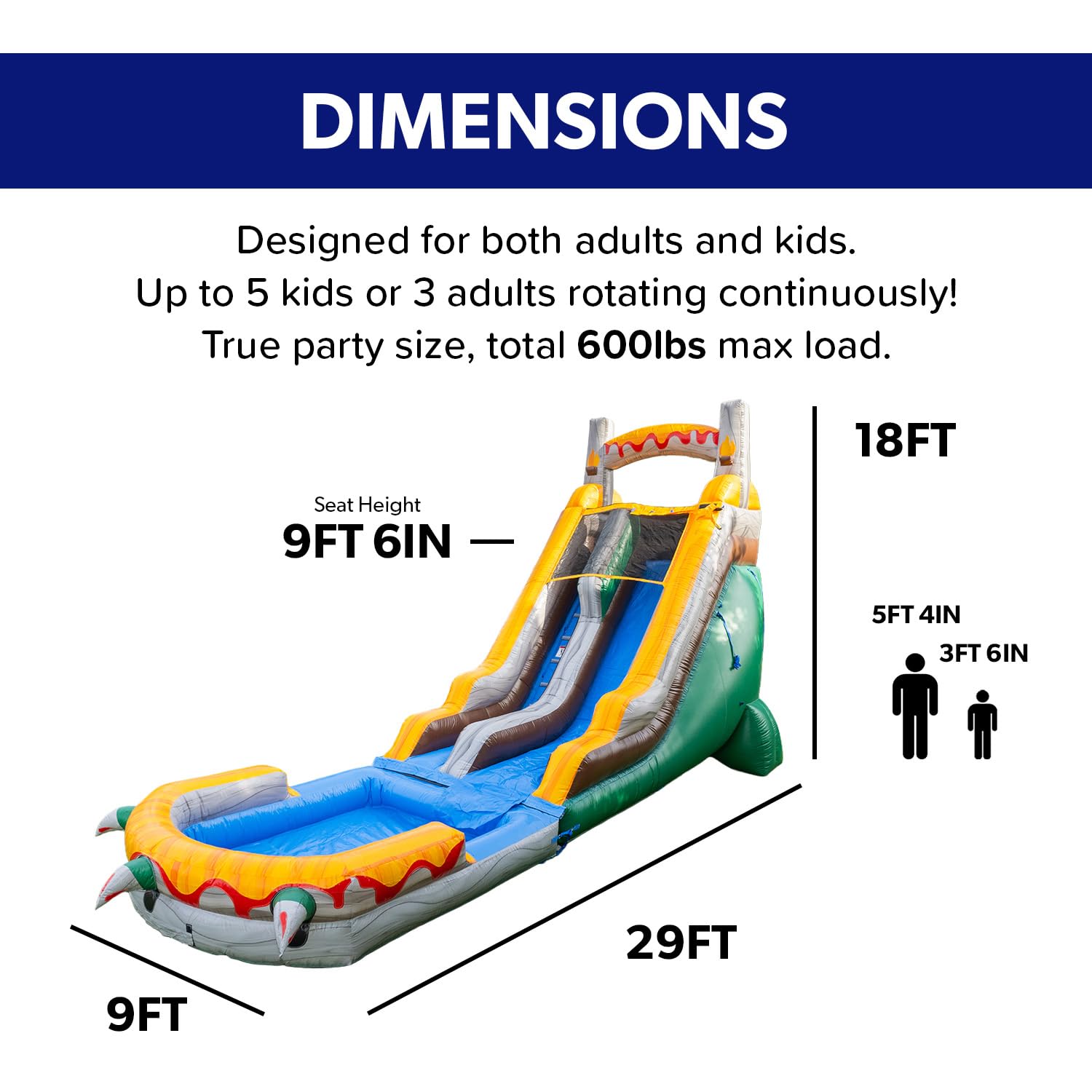 Amazon.com: HeroKiddo 18ft T-Rex Commercial Inflatable Water Slide