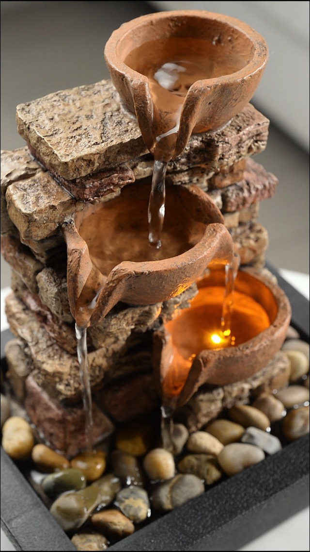 Amazon.com: Haobos Indoor Tabletop Fountain 3-Tier Rockery