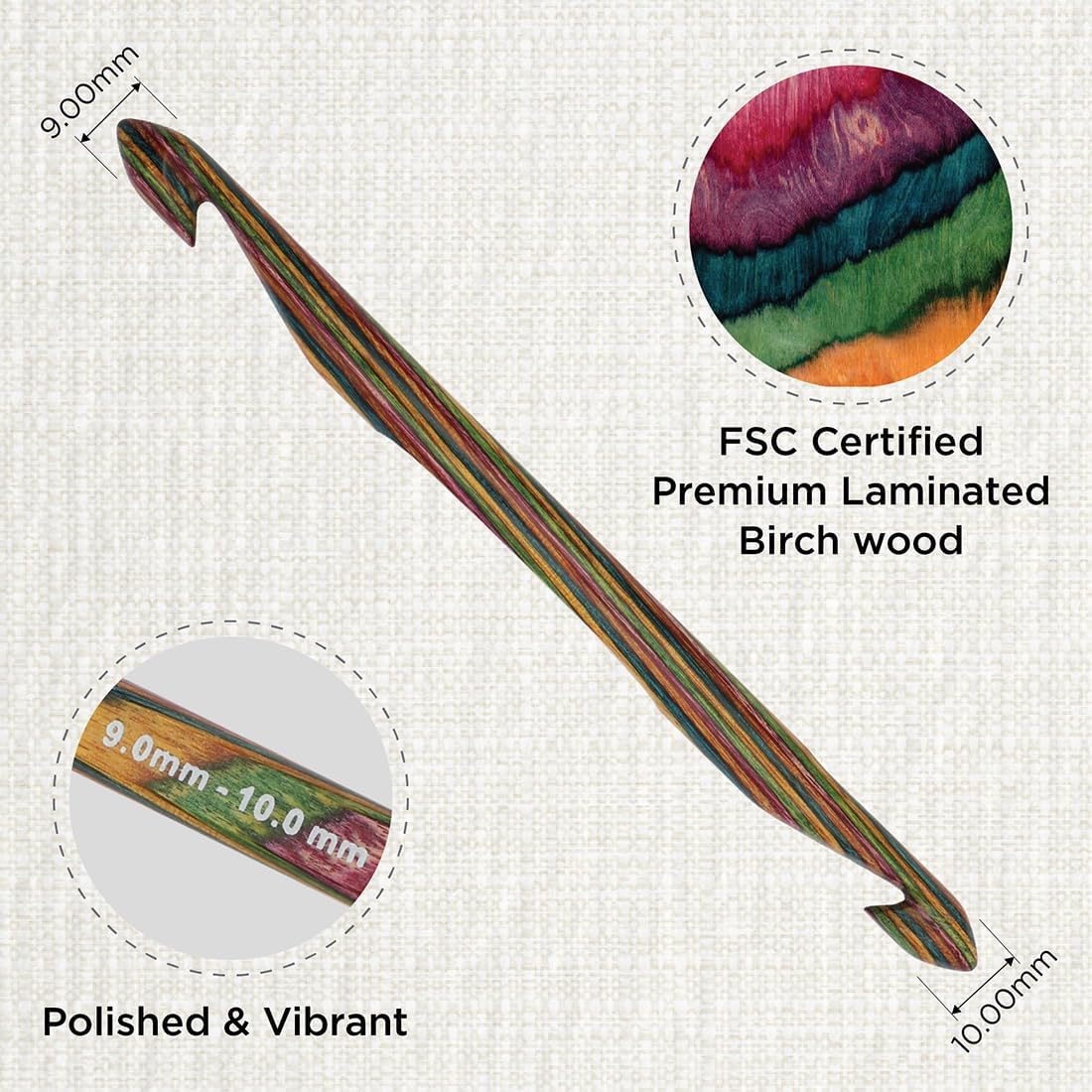 KnitPro 9 10 mm Symfonie Crochet Double Ended Hooks, Multi-Color image 2