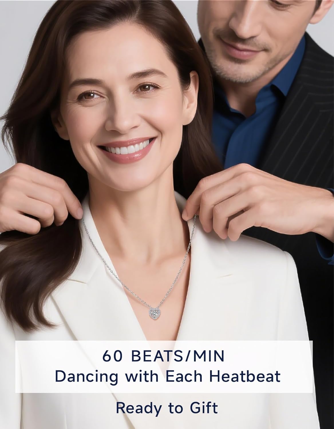 MomentWish Dancing Heart Necklace for Women, 0.5/1 Carat Dancing Moissanite Necklace for Her 925 Sterling Silver Pendant Anniversary Birthday Christmas Gift for Wife Mom Girlfriend - Image 6