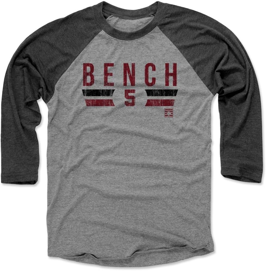 500 LEVEL Johnny Bench 3/4 Sleeve Raglan T-Shirt - Johnny Bench Font