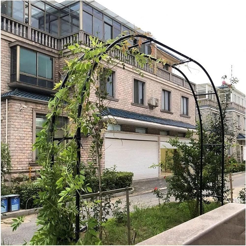 Large Metal Garden Arch for Climbing Plant Wide Sturdy Durable Rose Archway Weather-Resistant Iron Tubular Pergola Trellis (black, 1.8M*2.2M)