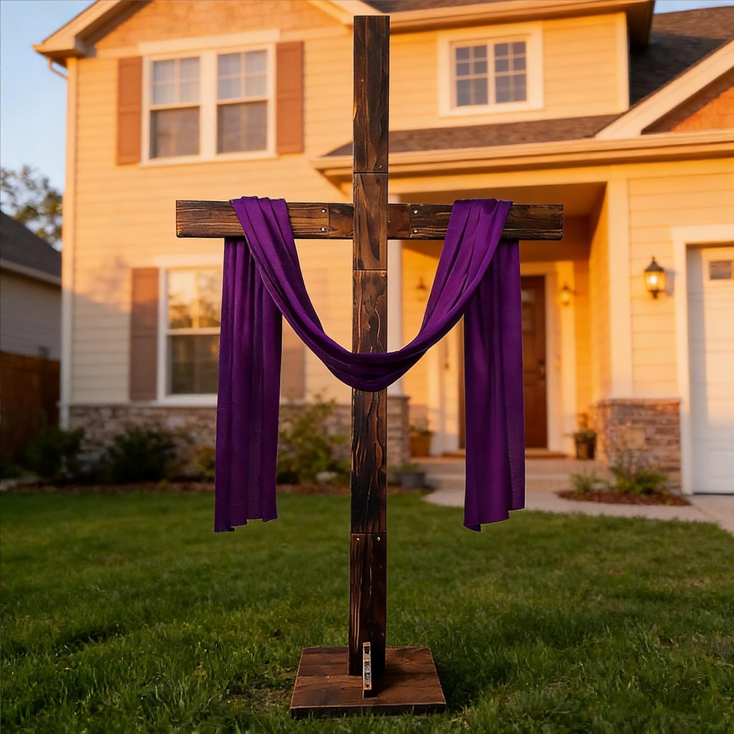yasuwekik 76 Inch Extra Large Wood Stand Religious Cross for Yard Wooden Church Wall Cross Decor He Is Risen Outdoor Cross for Easter Christmas Wedding Communion Party Decor
