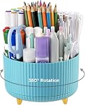 HBlife Pencil Pen Holder for Desk, 5 Slots 360° Degree Rotating Desk Organizers and Accessories, Desktop Storage Stationery Supplies Cute Pencil Cup Pot for Office, School, Home, Art Supply, White