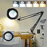 VUEJIC 12X Magnifying Glass with Light and Clamp, Magnifier with Light Hands Free,84 LEDs Real Glass Lens Magnifying Lamp for Close Work, Repair, Reading, Craft (Black 2)