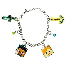LUV HER 7" Minecraft Bracelet with 4 Metal Charms - Minecraft -Ages 3+