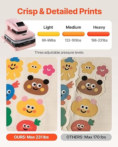 Miniatura 5 de VEVOR Máquina automática de prensa de calor, 15 x 15 pulgadas, máquina de prensa de camisetas con liberación automática y presión ajustable,