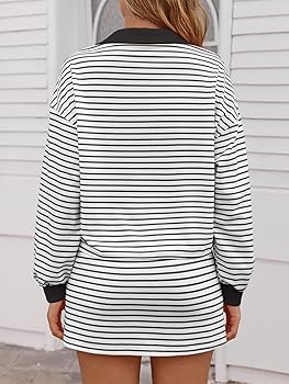 Vila - T-shirt Oversize Rayé à Manches Longues - Noir/crème