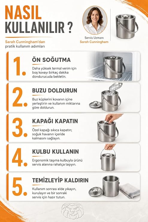 Transformacion Endüstriyel Buz Kovası Çift Cidarlı Isı Yalıtımlı Kapaklı Mini Buz Termosu Profesyonel 304 Paslanmaz Çelik 12x12 cm Taşınabilir Şık Bar Servis Kovası 723390