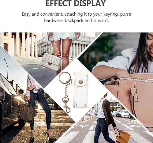 Miniatura 9 de Estuche transparente para llavero, funda con clip, estuche transparente para lápiz labial, llavero y brillo de labios, bolsa de bolsillo para