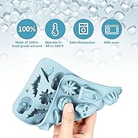 Vista 2 de Molde de silicona de Halloween para chocolate 3D para hornear chocolates, galletas, gomitas de caramelos, calaveras, calabazas, murciélagos