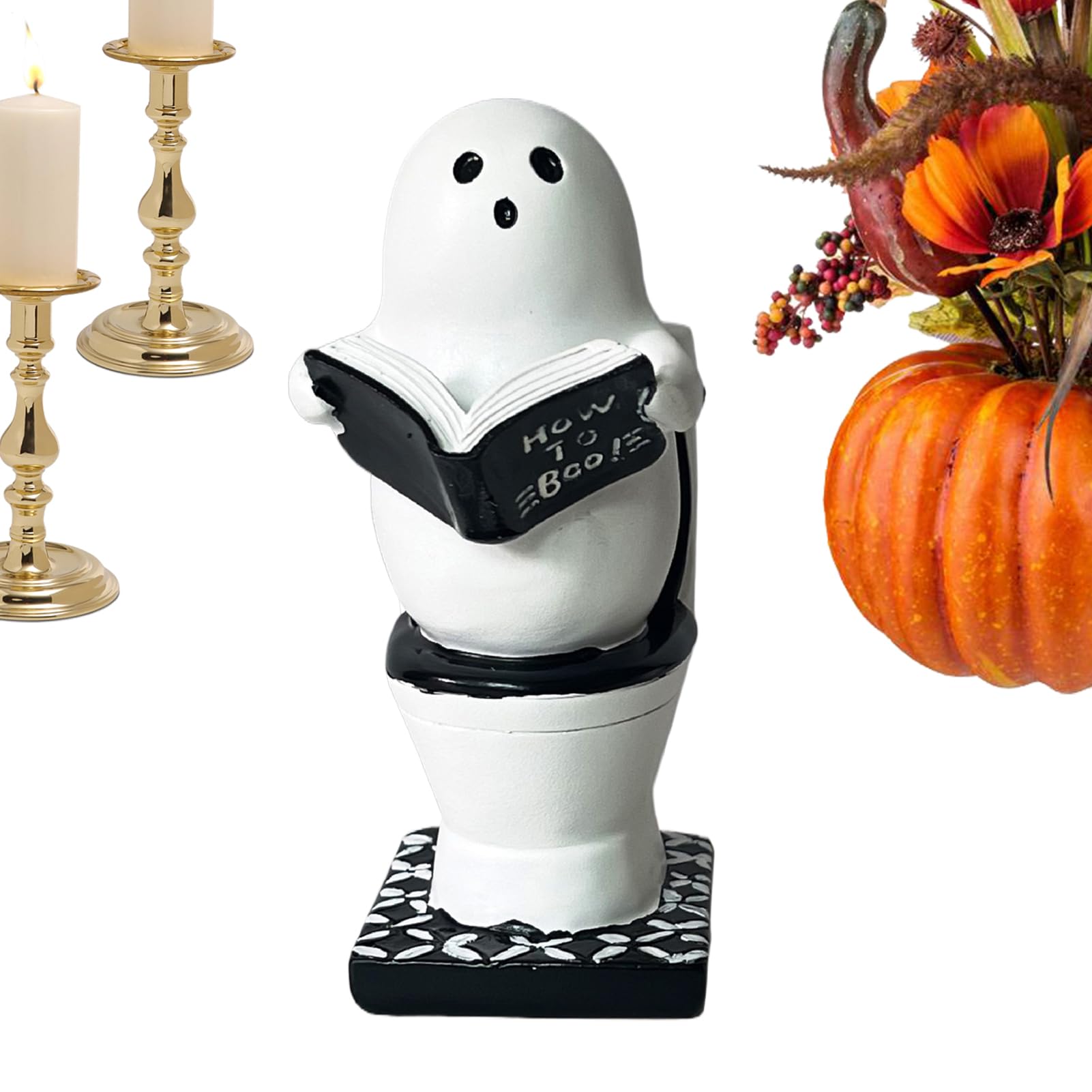 Fantasma leyendo libro figura decorativa de resina para estantería y mesa de Halloween