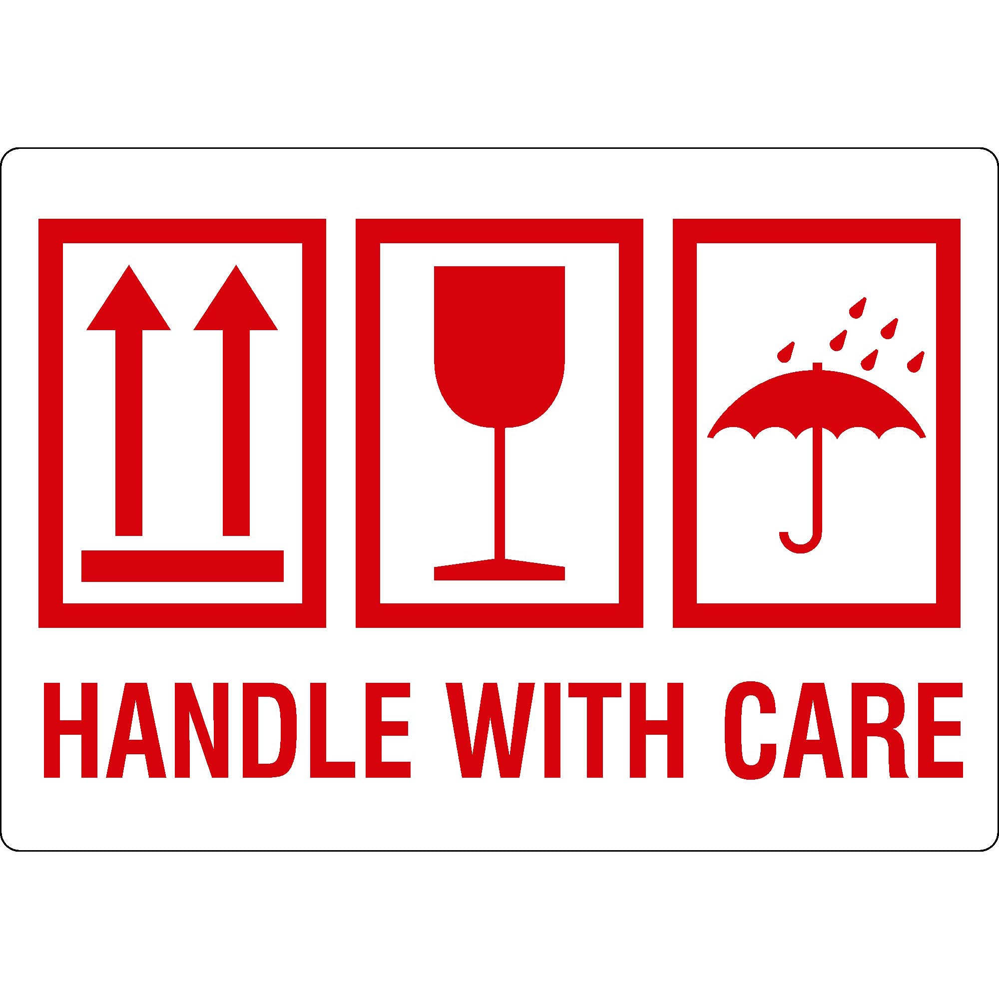 Labelident Warnetiketten 150 x 100 mm - Paket Aufkleber handle with care - 1.500 Versandaufkleber auf 3 Rollen, Versandetiketten selbstklebend