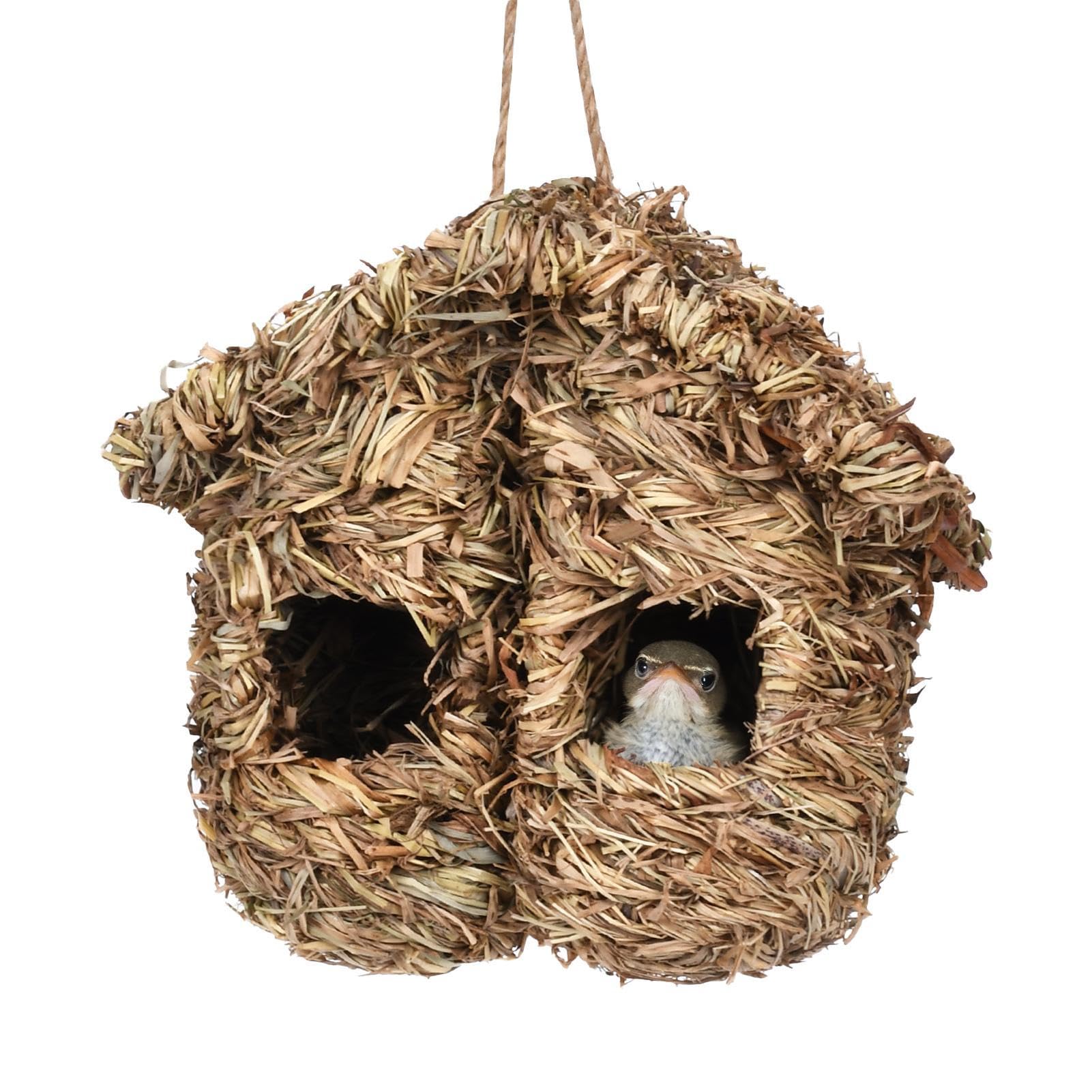 Amazon.co.jp: 鳥の巣草 | 草のリアルな鳥の巣,二重穴の庭の鳥の巣