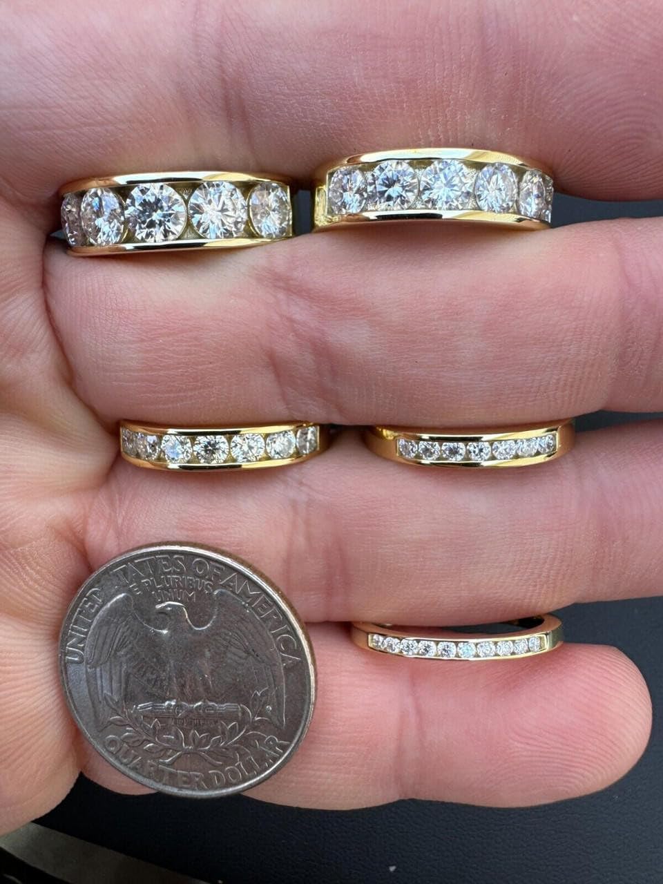 3 ct Moissanite Wedding Band in 14k Gold & White Gold Over Solid 925 Sterling Silver Channel-set VVS/D Color Half Eternity Band Ring for Women 1.5mm-5mm