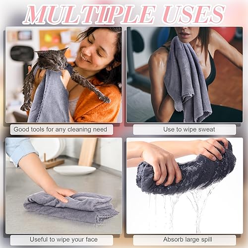 Miniatura 4 de Newwiee Juego de 24 toallas de baño de microfibra de terciopelo coral a granel, de 28 x 55 pulgadas, grandes, absorbentes, multiusos, de secado