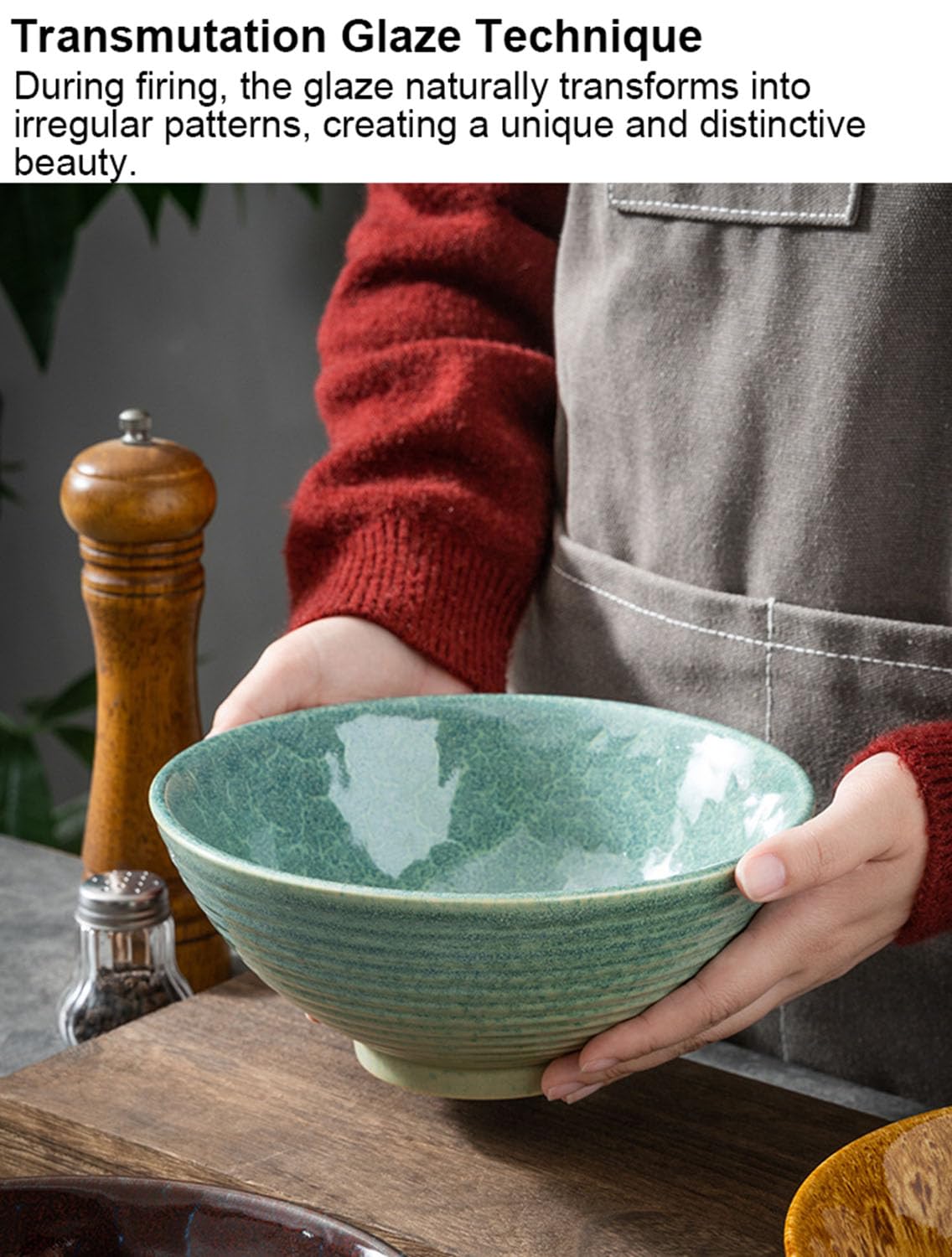 Japanisches Ramen-Schüssel-Set, 1130 ml, Porzellan, große Suppenschüsseln
