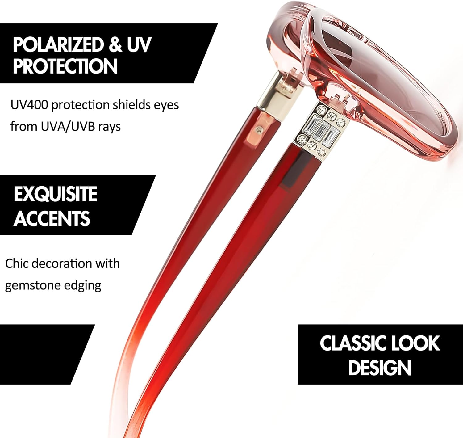 SIPHEW Women Polarized Sunglasses w UV Protection | Womens Vintage Square Wrap Lightweight Shade - Image 6