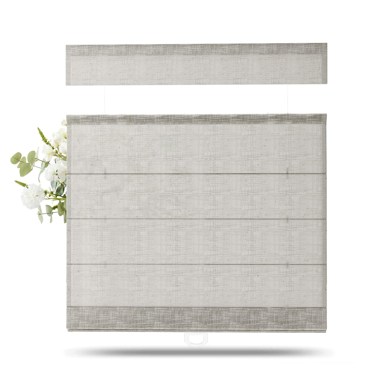 TWOPAGES Liz Linen Top Down Bottom Up Roman Shades for Windows, Light Grey