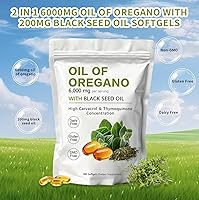 Vista 4 de Cápsulas blandas de aceite de orégano – Aceite de orégano con aceite de semilla negra de 6000 mg Aceite de orégano 2 en 1 Sin OMG – Sin gluten