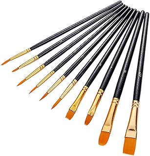 Paint Brushes Nylon,10 Pack Künstler Pinsel mit schrägen Kopf Malerei Pinsel Set für Aquarell Öl Acryl Handwerk Gesicht Ma...