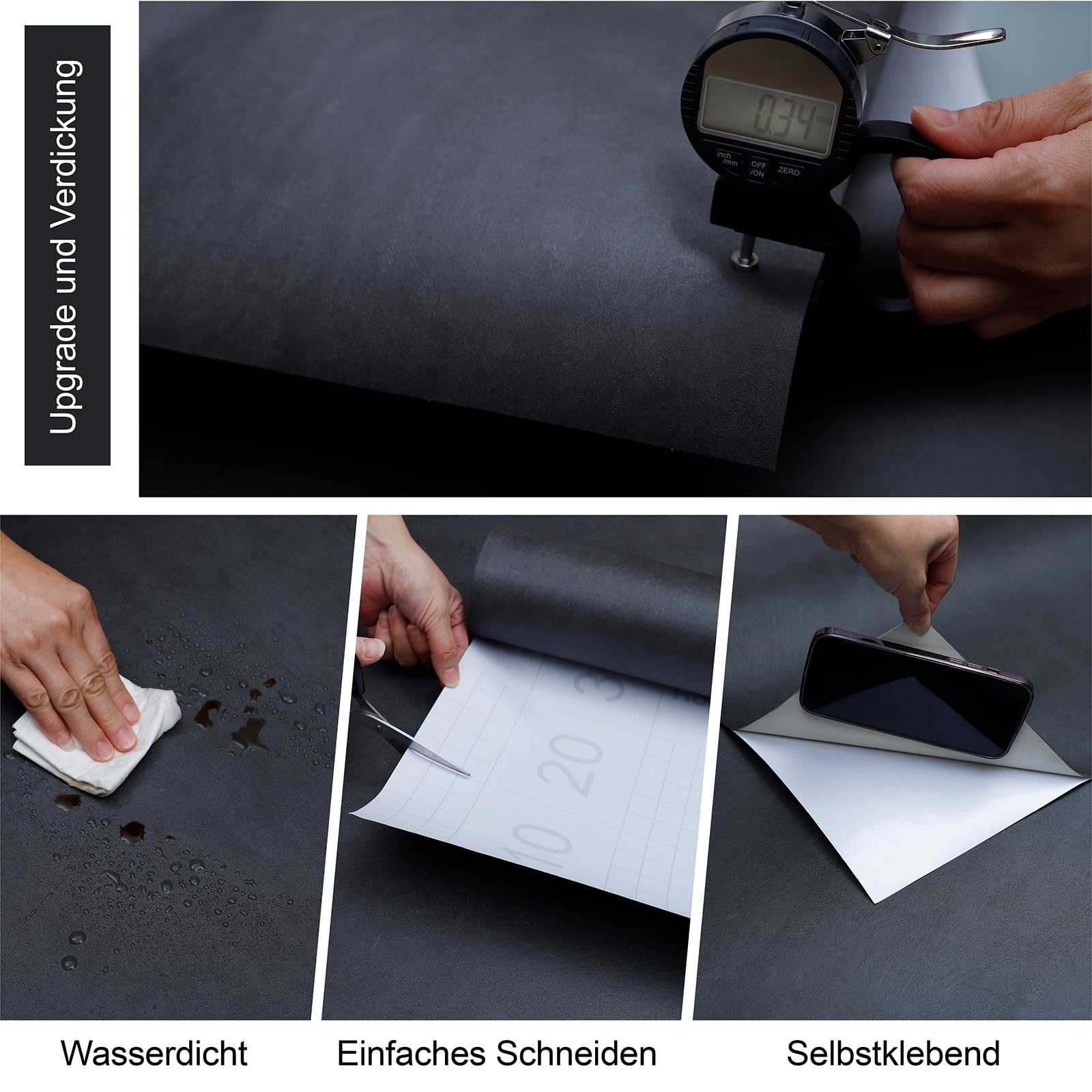 FEILAYS Extra Thick Concrete Wallpaper Peel and Stick Matte Textured Concrete Contact Paper Black Wallpaper Vinyl Wrap Waterproof for Bars,Gyms,Restaurants Wall Sticker 40CMx10M - Image 4