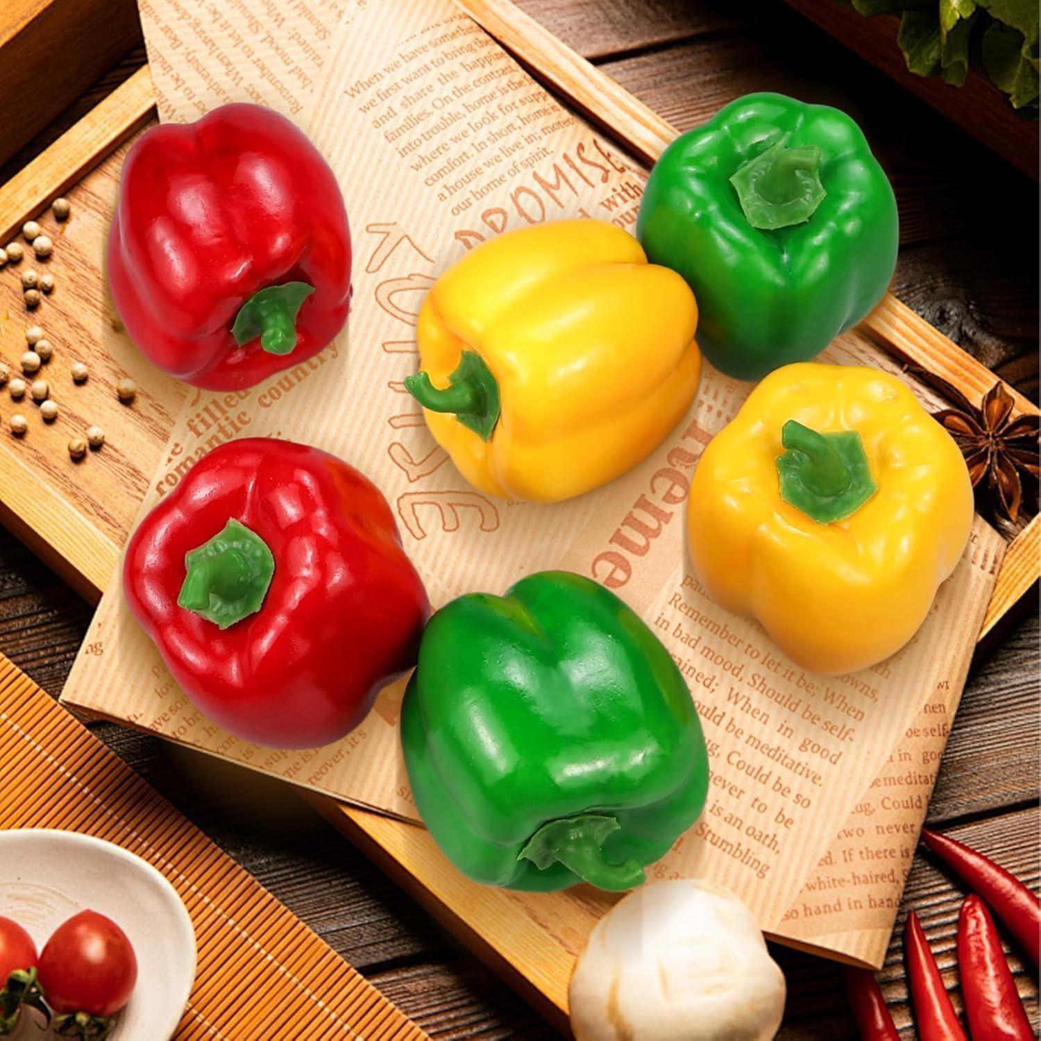10 PCS Realistic Plastic Fake Green Red Yellow Vegetables Colorful Peppers Food Props Kitchen Decor Restaurants Hotels Home Display Thanksgiving Christmas