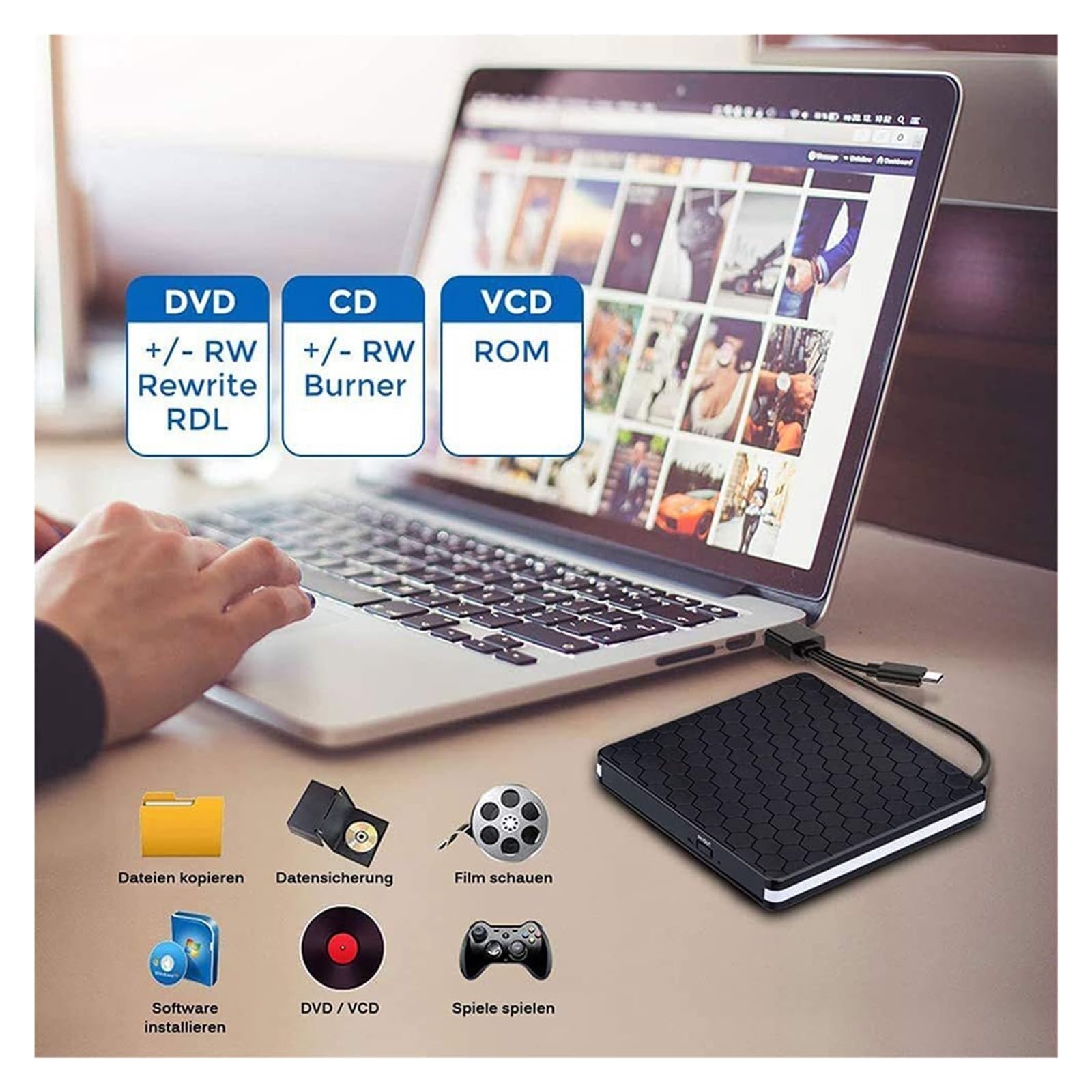 Lettore Dvd unità Ottica Portatile CD USB Esterna unità Ottica Lettore Dvd Masterizzatore Dvd Portatile