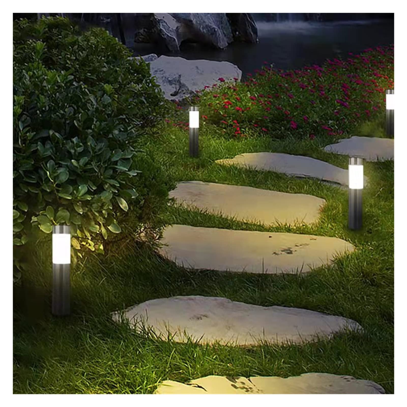 Lampy solarne do ogrodu zewnętrznego Pathway Light Ogród słoneczny Zewnętrzny Wodoodporny krajobraz ze stali nierdzewnej Inteligentny trawnik na podwórku Lampa uliczna Światła Lampa IP65 Dekoracja Na