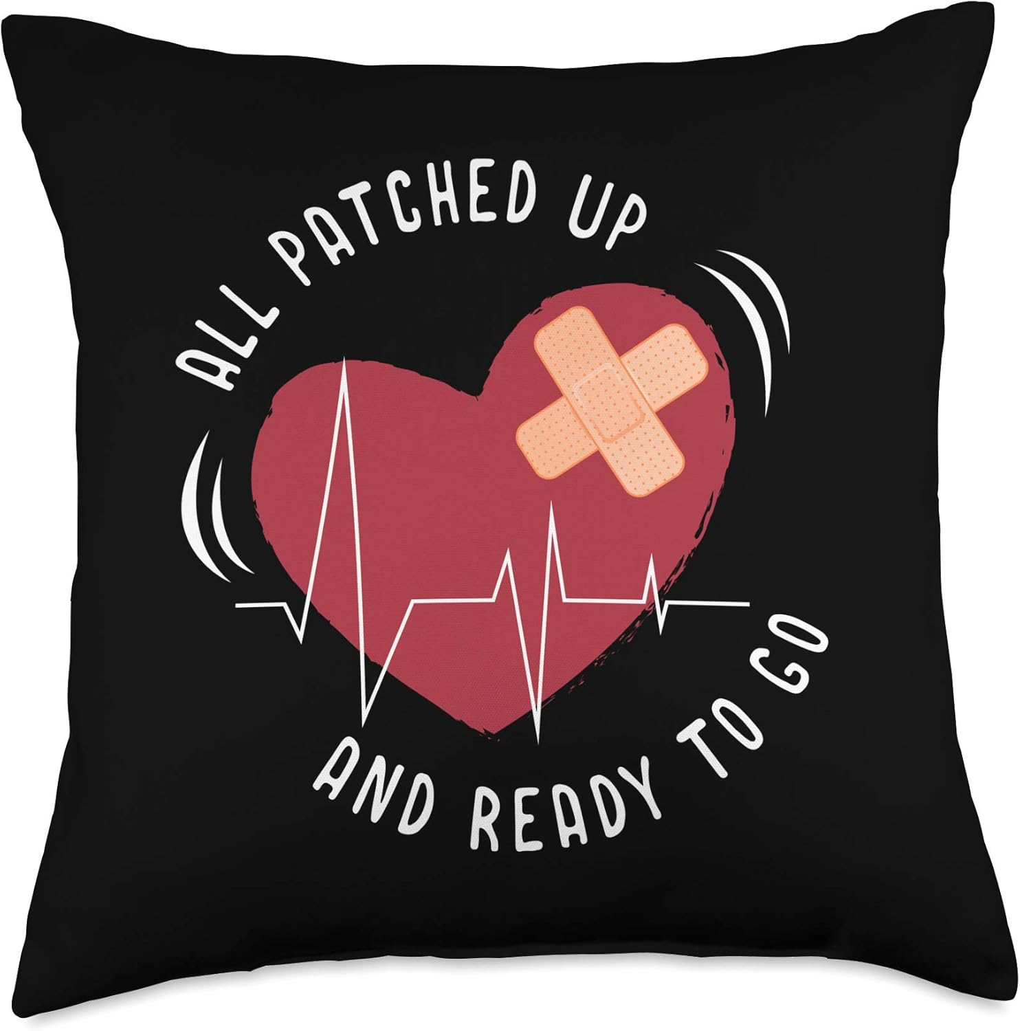 Post Heart Surgery Bypass Recovery All Patched Up Throw Pillow