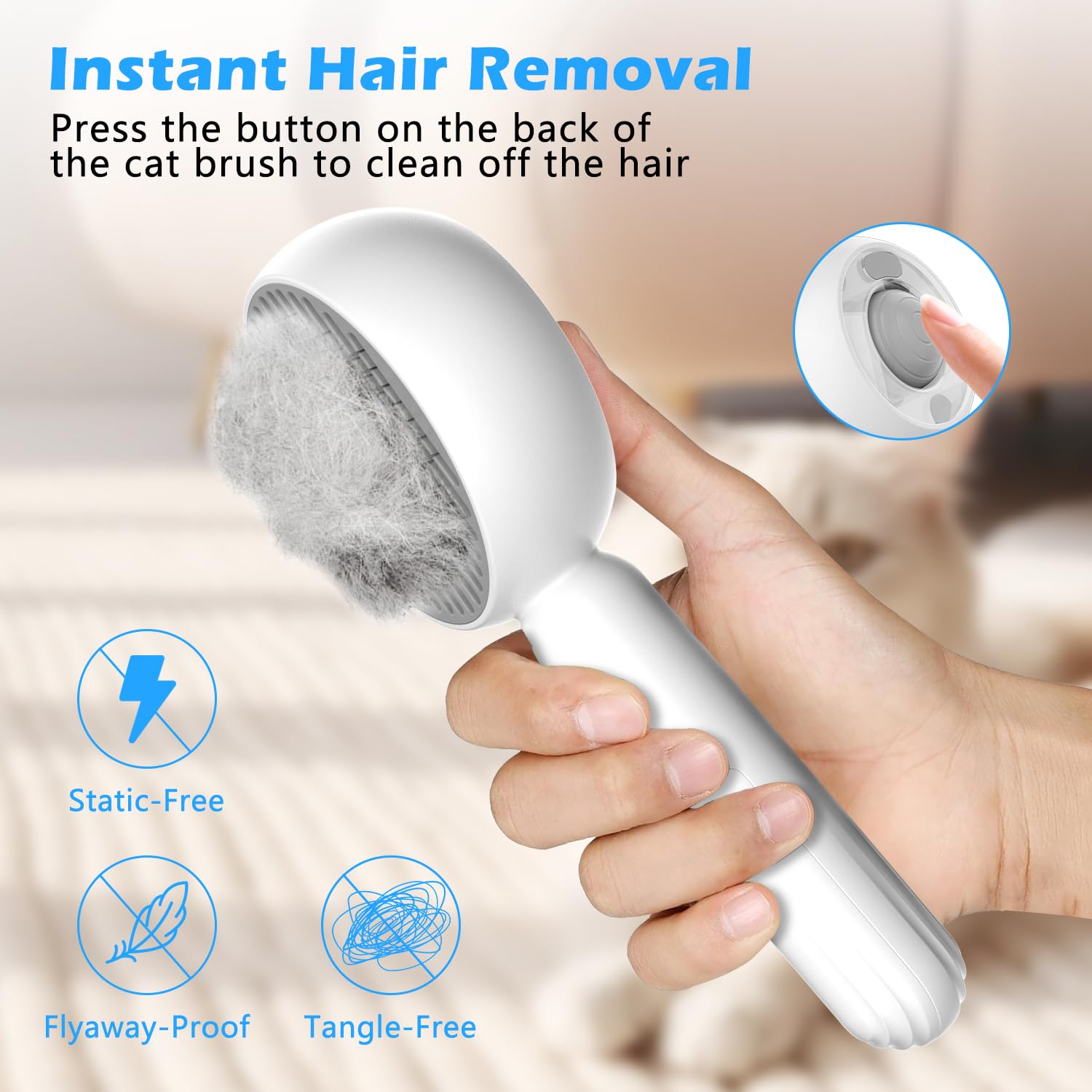 ALAFLY 4 in 1 Cat Steam Brush for Shedding Pet Grooming Brush with Self-Cleaning & Anti-Static - Image 3