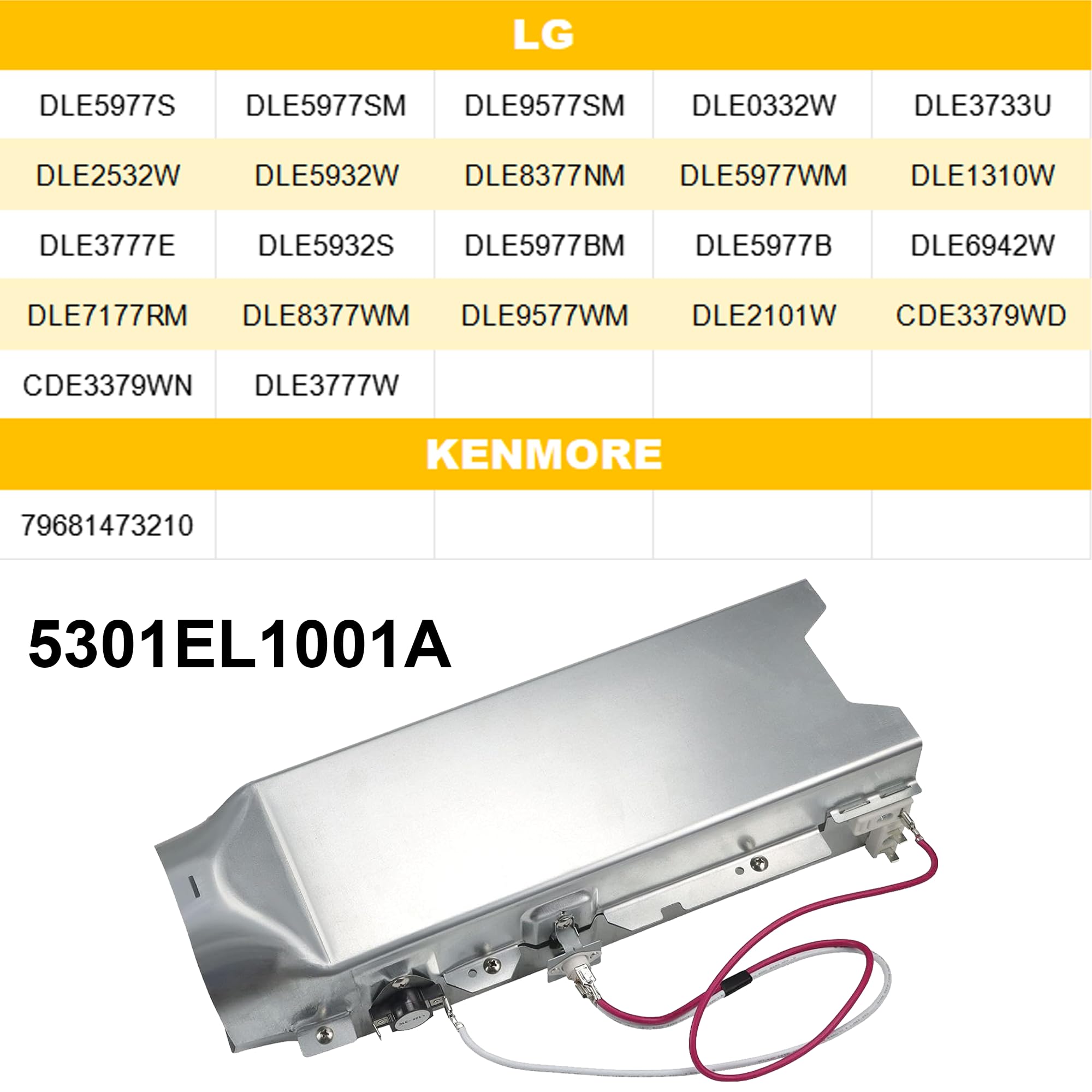 5301EL1001 Dryer Heating Element Assembly – Replaces 5301DD1001A, 5301EL1001J