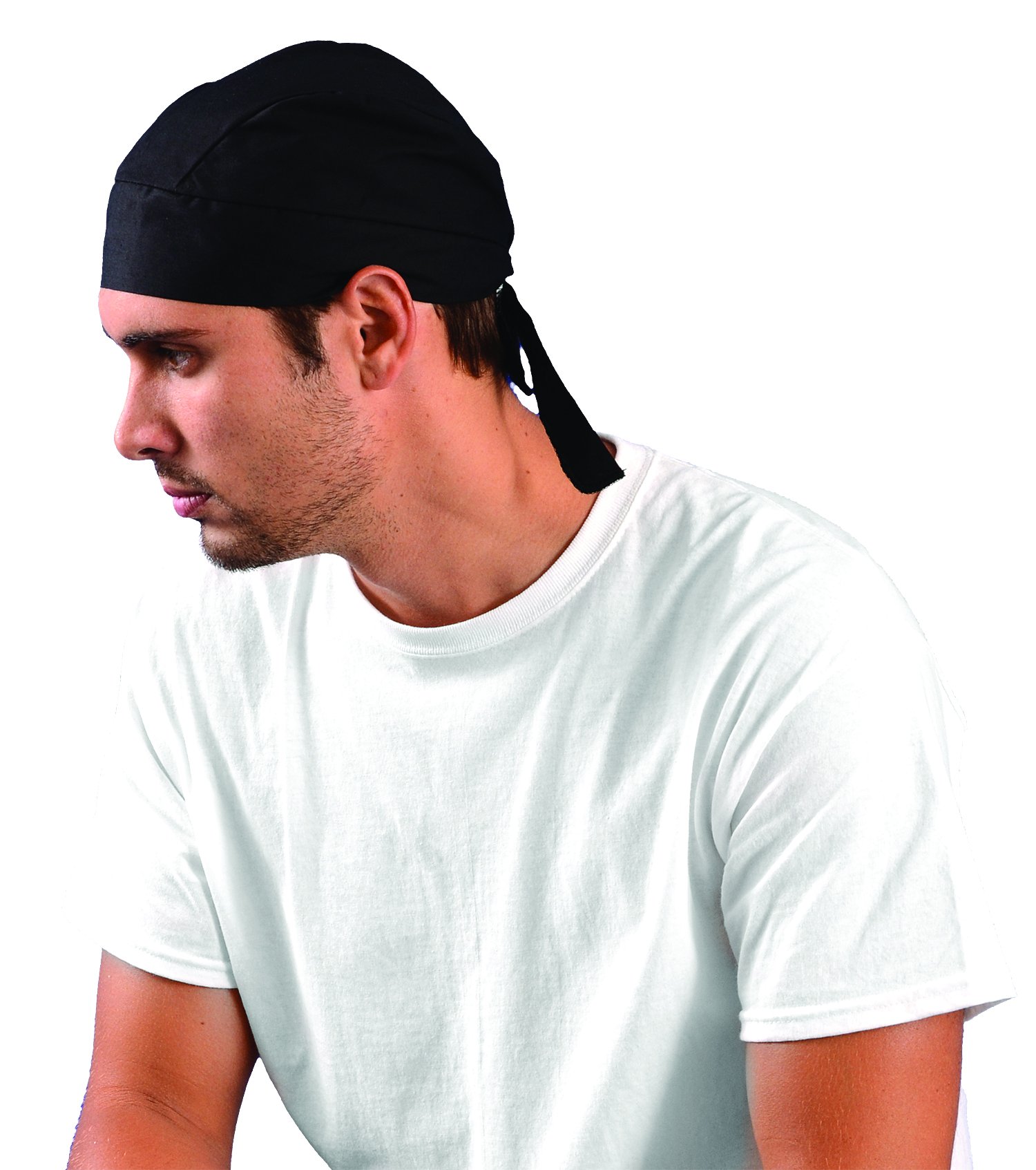 OccuNomix Black Tuff Nougies Cotton Doo Rag Bandana