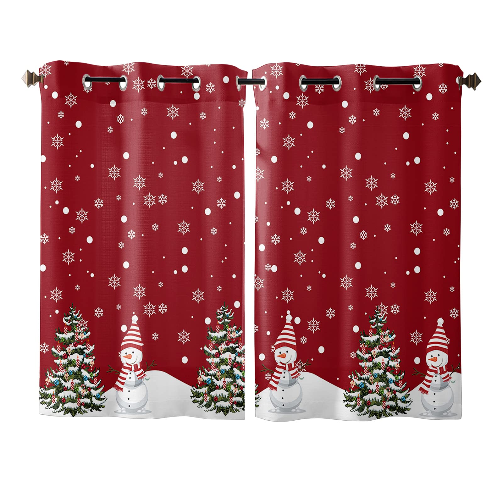 ZEREAA Christmas Sheers Curtains 2 Panels, Nature Light Home Decor