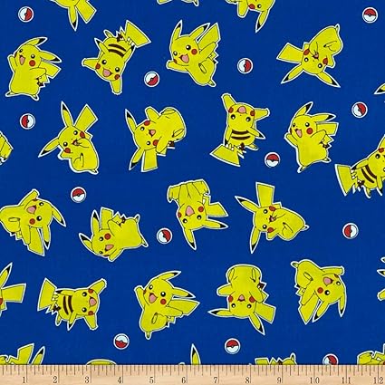 Tissu Robert Kaufman Pokemon Pikachu Bleu Tissu Au Metre Amazon Fr Cuisine Et Maison
