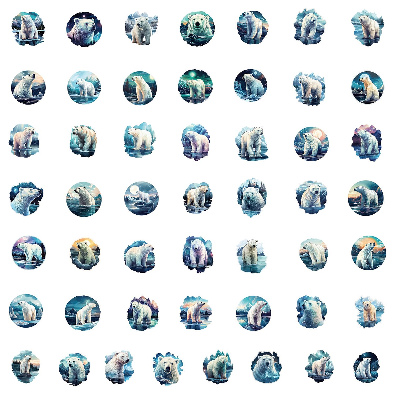 Polar Bear Stickers 100PCS for Laptop Water Bottle Scrapbook Bike Phone Skateboard Computer Bicycle Journal Guitar Helmet,Cute Cartoon Animals Graffiti Aesthetic Decals for Teens Kids Adults - Image 3