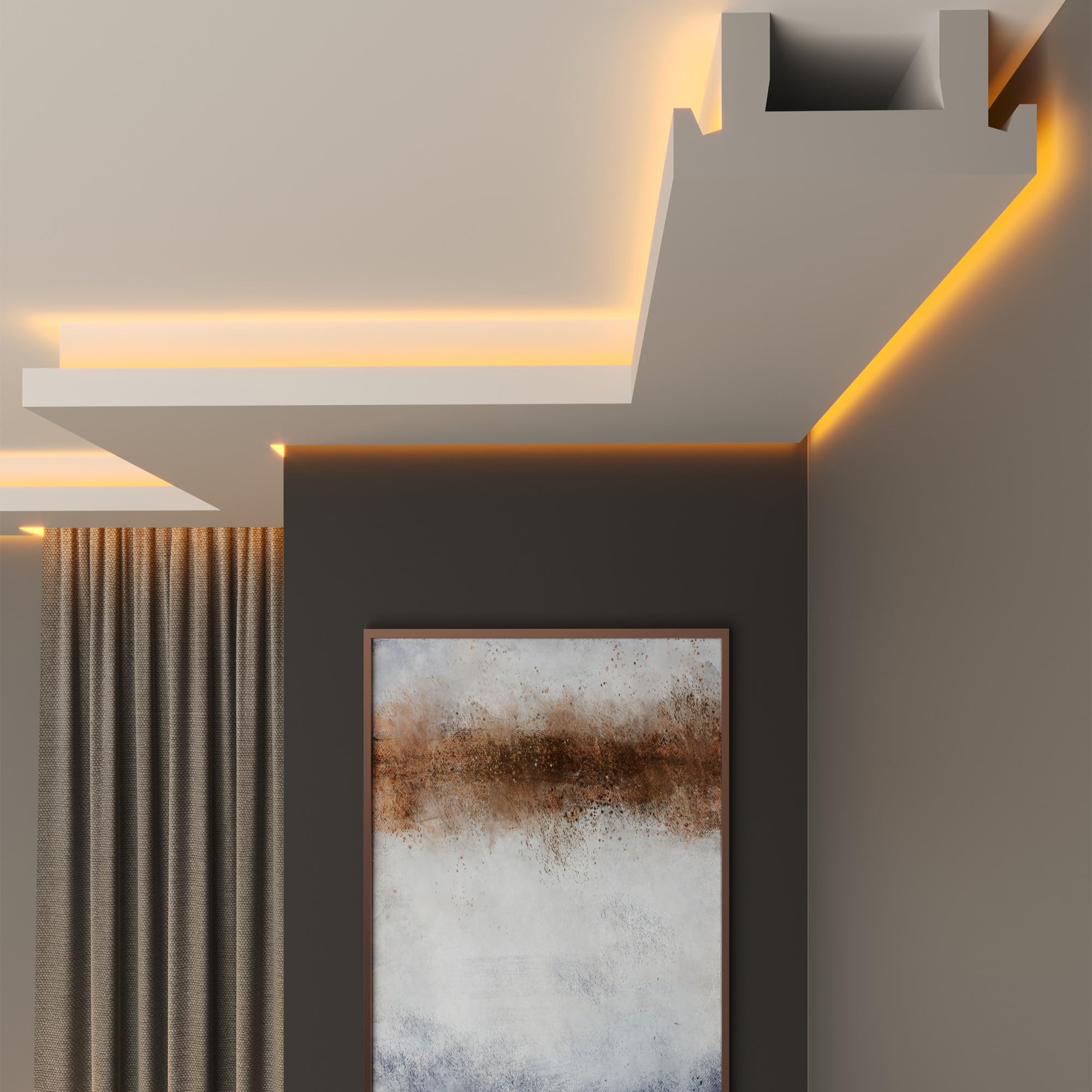 FAST DECOR XPS Ceiling Cornice Coving – Extruded Polystyrene Moulding Trim, Lightweight Decorative Coving for Ceilings, LED Coving, LED Cornice, LED Lighting Coving (CLL19, 6M (3 Length))
