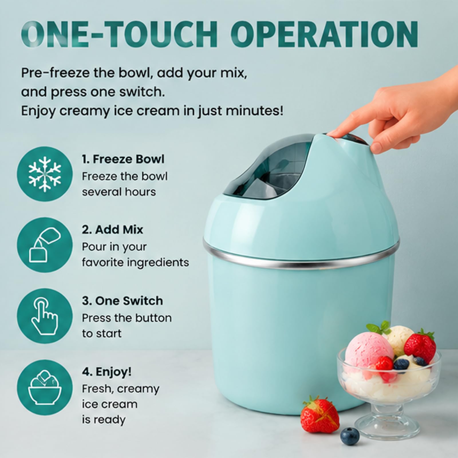 Machine à crème glacée, machine à dessert personnelle à une touche de 800 ml