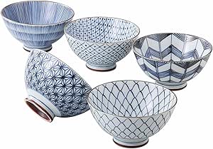 Saikai Pottery 19541 Picture Change Rice Bowl, Old Dyed, Blue, 10.1 fl oz (300 ml)