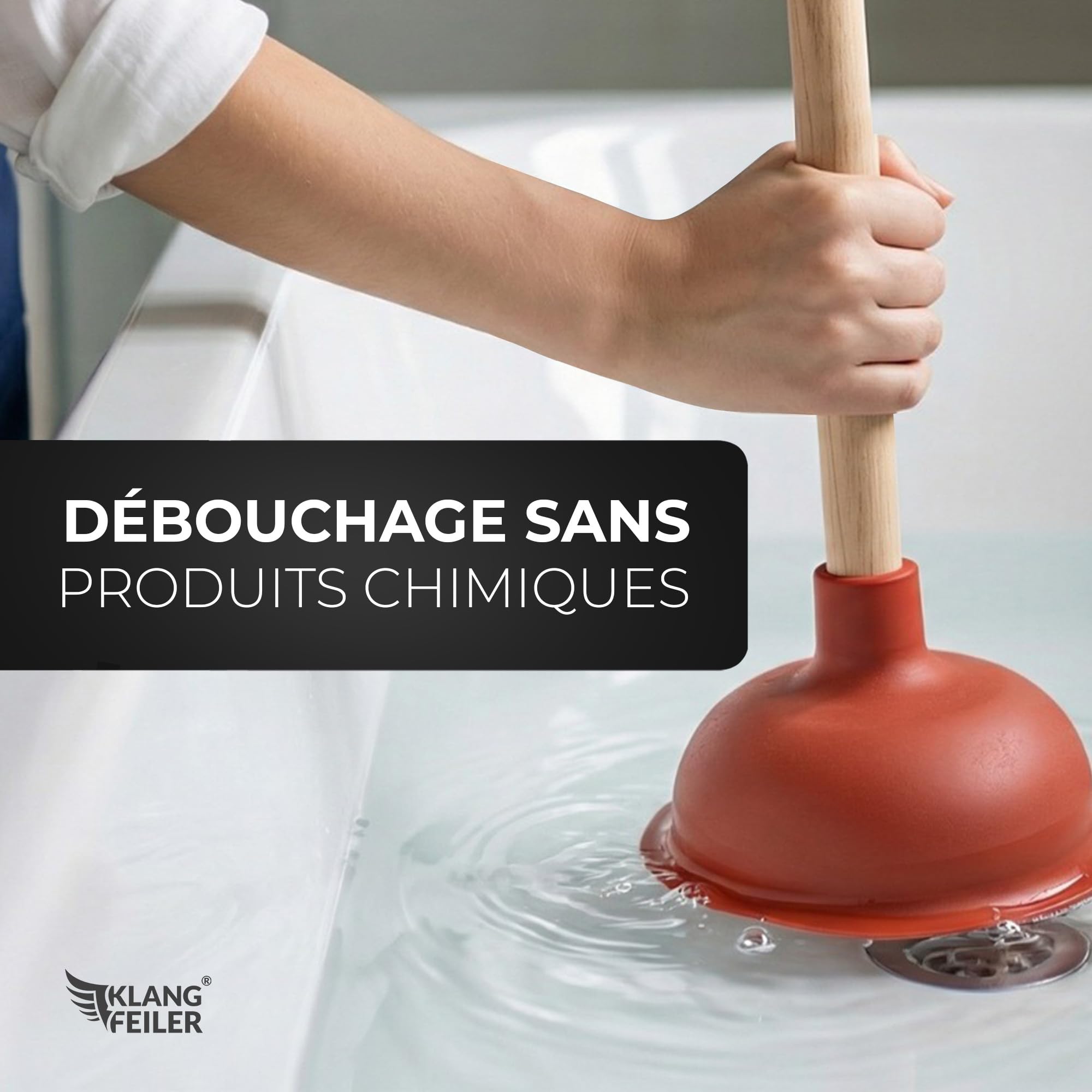 Klangfeiler Déboucheur de canalisations 140 mm Ventouse Lavabo Douche WC