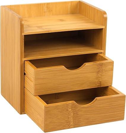 Amazon 竹製 デスクオーガナイザー デスク 小物収納ボックス 卓上 文房具 ペン立て オフェス用品 収納ケース 仕切り 引き出し 多機能 整理 リモコンラック 4段 引き出し仕切り トレー 文房具 オフィス用品