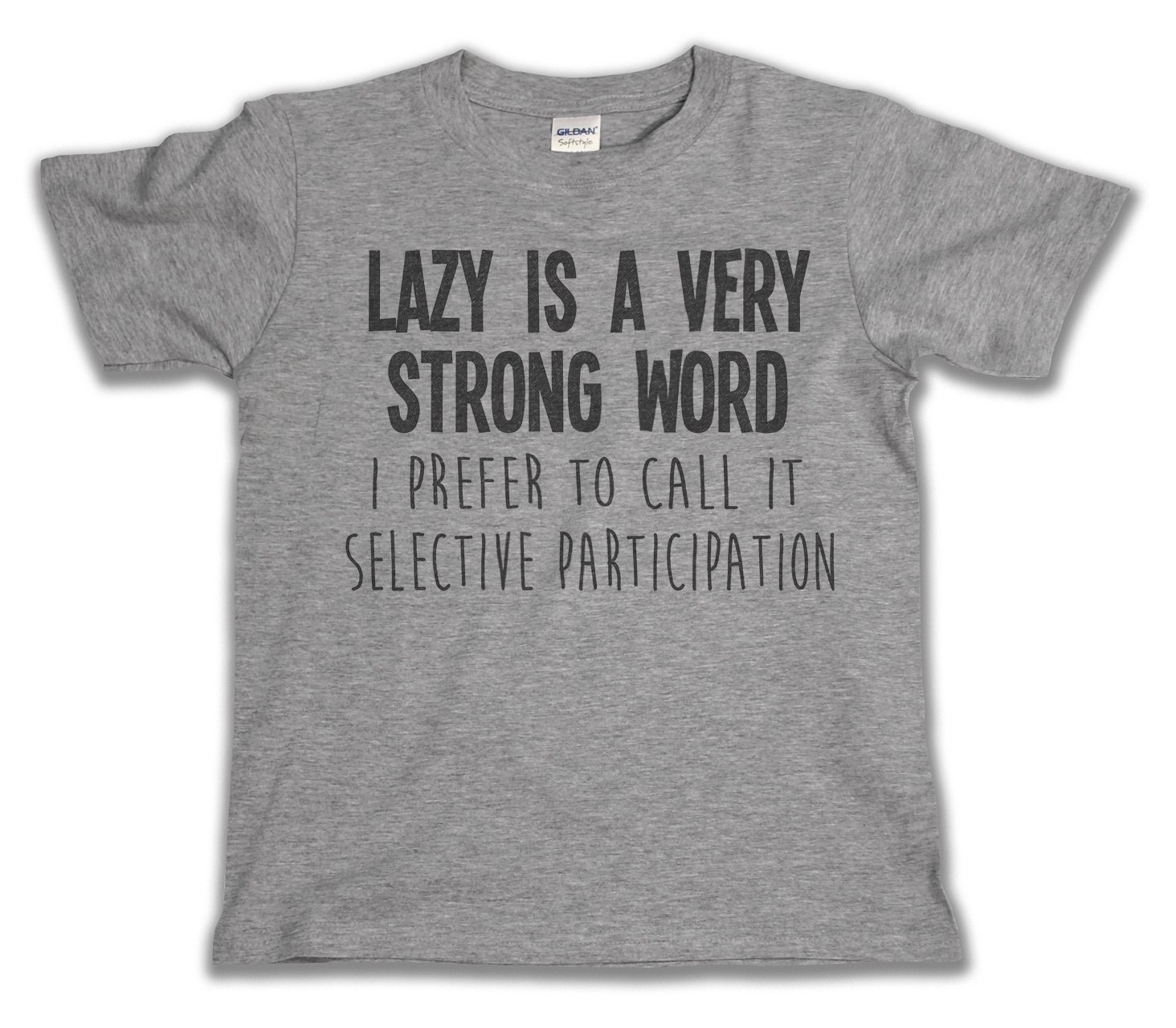 Buzz Shirts Boys Grey (Kids) Lazy Is A Very Strong Word, Or Girls Organic Cotton Funny Slogan T-Shirt