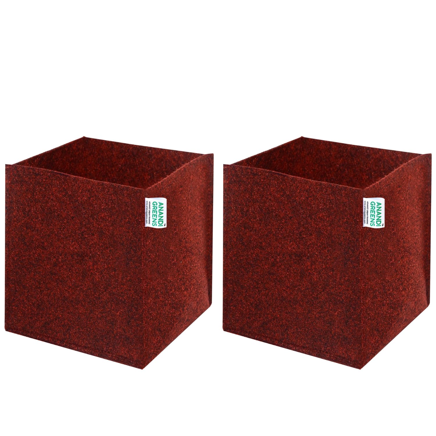Anandi Green's 400 GSM Environmentally Friendly Geo Fabric Plant Grow Bag Suitable for Terrace and Flowers Vegetable Gardening (Maroon, 12x12x12 Inch Pack of 2)