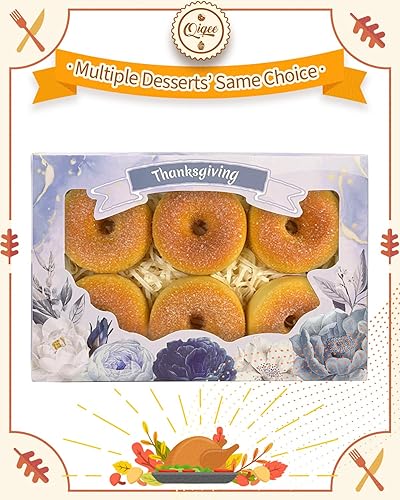 Miniatura 6 de qiqee Cajas de galletas de Acción de Gracias con ventana, 24 paquetes de 12 x 8 x 2.5 pulgadas, caja de pastelería con flores azules para Acción de