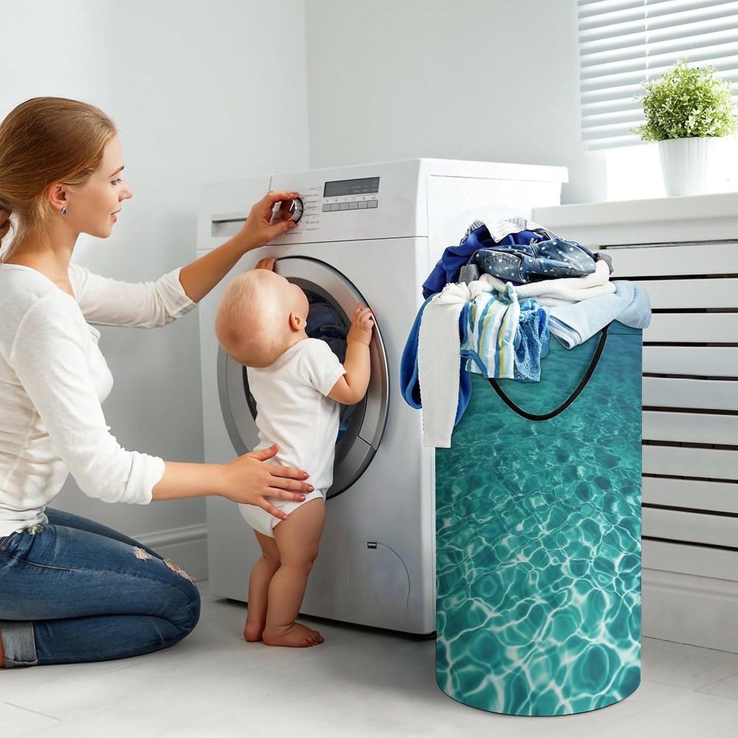 Dirty Clothes Basket Extra Large 110l Open Top Laundry Hamper With Portable Carry Handles, Foldable Waterproof Clothes Basket Spacious Laundry Bag For Bedroom Bathroom Laundry Room Dorm