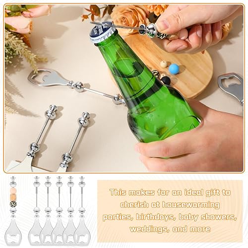 Miniatura 4 de FoldTier Abrebotellas reutilizable con cuentas, 6 unidades, abrebotellas decorativo con cuentas para camareros, abrebotellas de cuentas para el día