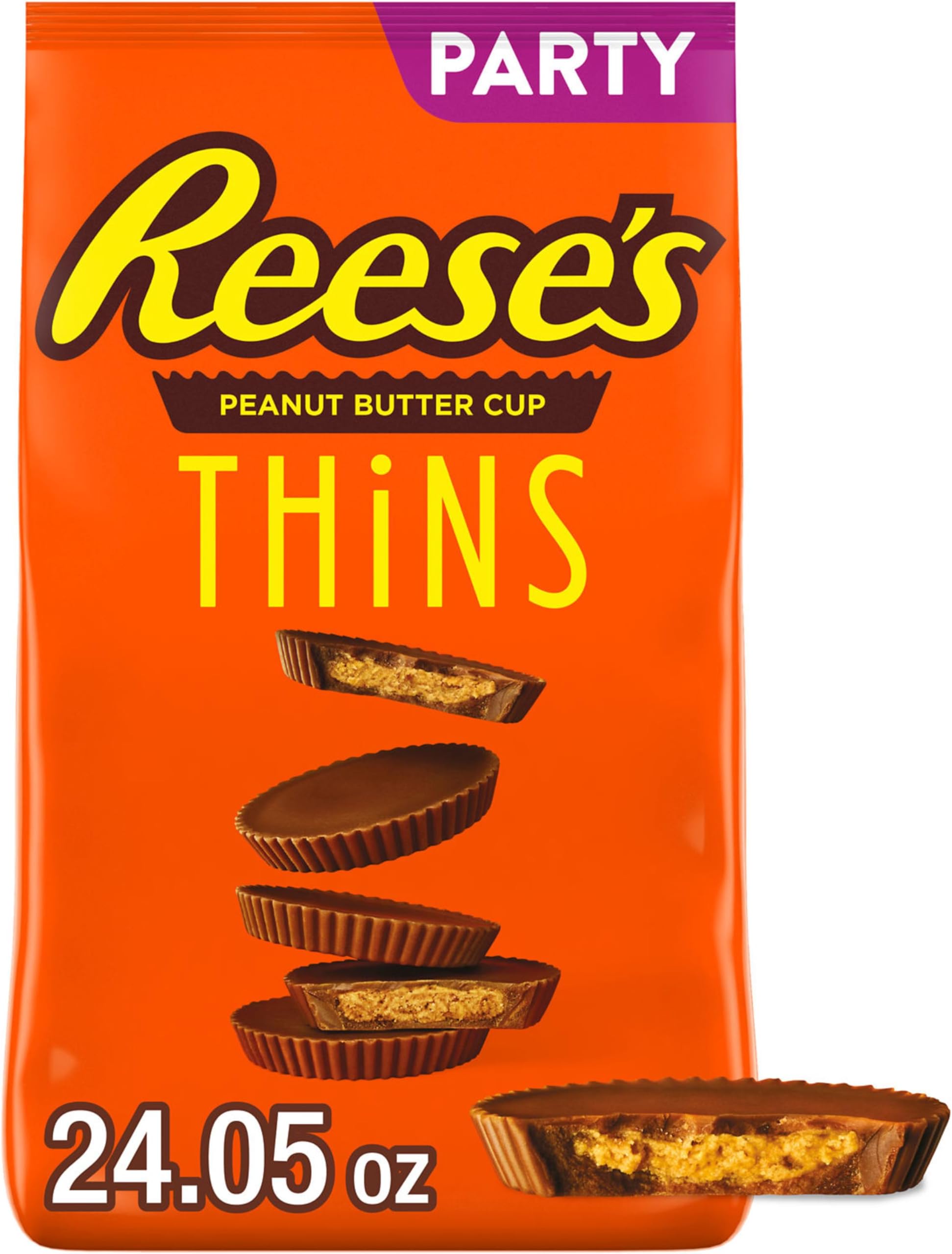 THiNS Milk Chocolate Peanut Butter Cups, Candy Party Pack, 24.05 oz