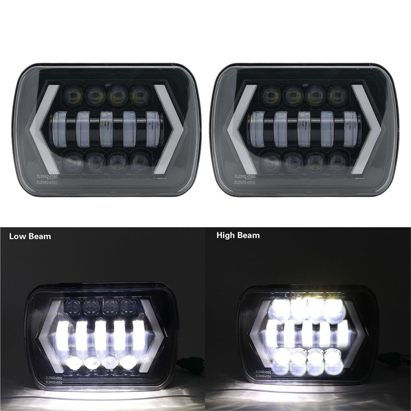 Bombilla Coche Faro LED Impermeable 7x6 Bombilla para coche | 90W 5X7 Blanco DRL Ámbar Intermitente H4 Cuadrado