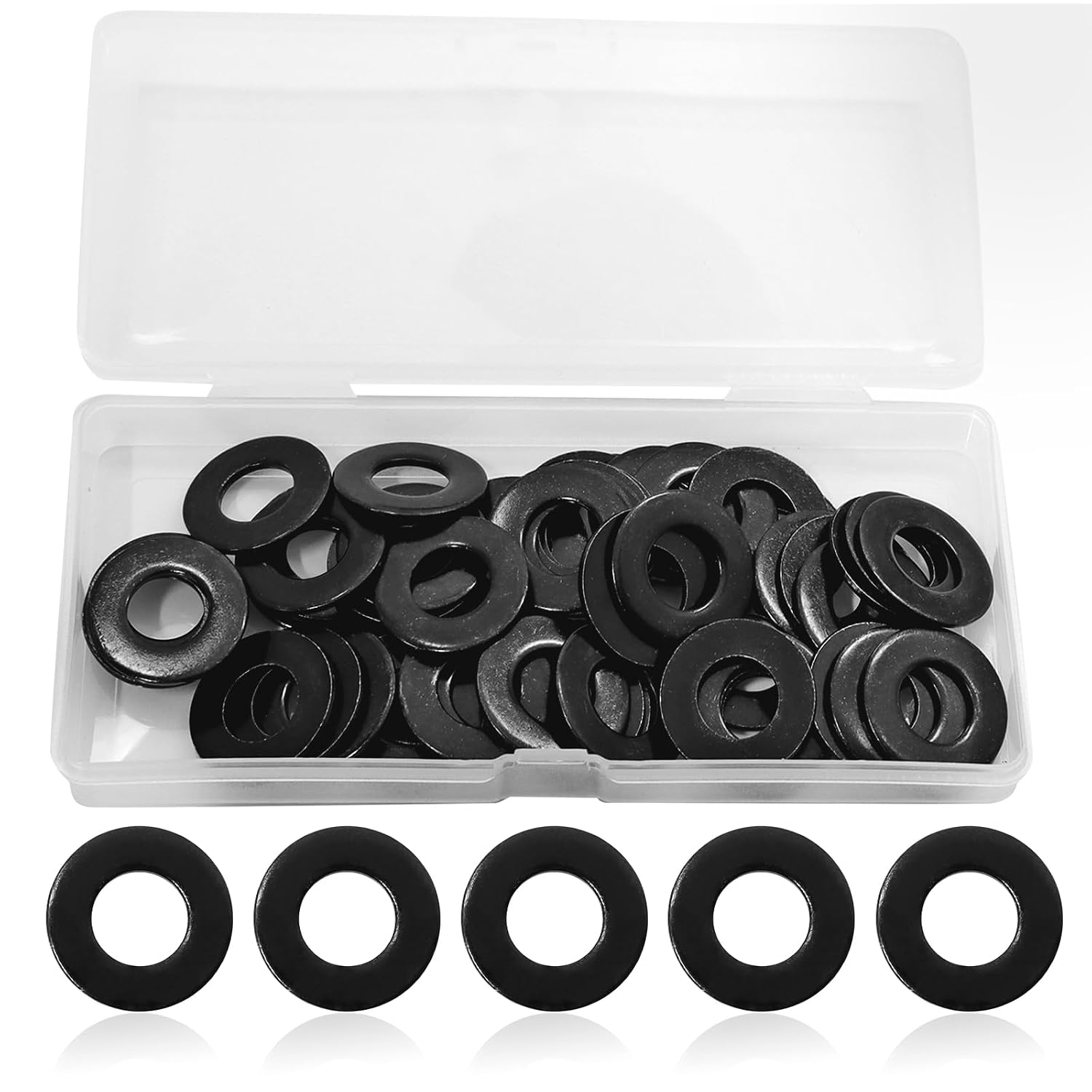 Bonsicoky 5/16" Black Zinc Plated Flat Washers, 0.7" Outer Diameter