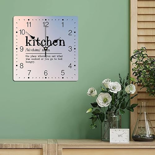 Miniatura 91 de Definición de recursos humanos Reloj de PVC con refranes inspiradores, números cuadrados, tipografía, impresión de poste de 12 pulgadas, silencioso